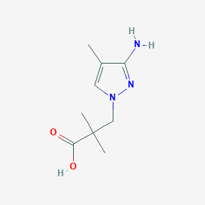 molecular formula C9H15N3O2 B13303213 3-(3-amino-4-methyl-1H-pyrazol-1-yl)-2,2-dimethylpropanoic acid 