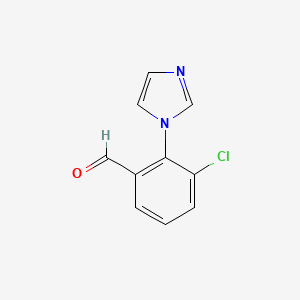 molecular formula C10H7ClN2O B13303277 3-Chloro-2-(1H-imidazol-1-yl)benzaldehyde 