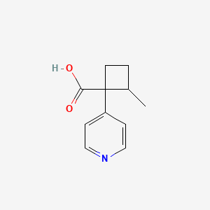 molecular formula C11H13NO2 B13303341 2-Methyl-1-(pyridin-4-yl)cyclobutane-1-carboxylic acid 