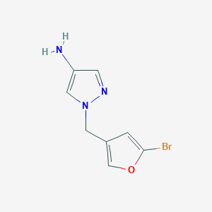 molecular formula C8H8BrN3O B13303409 1-[(5-Bromofuran-3-yl)methyl]-1H-pyrazol-4-amine 