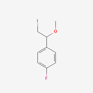 molecular formula C9H10FIO B13303432 1-Fluoro-4-(2-iodo-1-methoxyethyl)benzene 