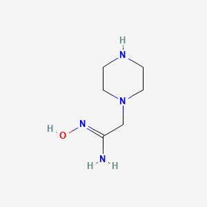 molecular formula C6H14N4O B13303580 N'-hydroxy-2-(piperazin-1-yl)ethanimidamide 