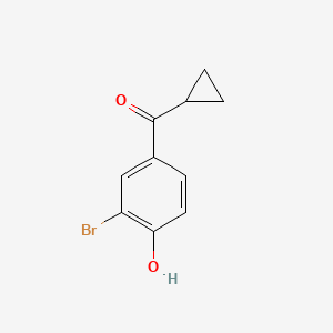 molecular formula C10H9BrO2 B13303639 2-Bromo-4-cyclopropanecarbonylphenol 