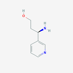 molecular formula C8H12N2O B13303654 (3R)-3-Amino-3-(3-pyridyl)propan-1-OL 