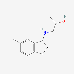 molecular formula C13H19NO B13303682 1-[(6-Methyl-2,3-dihydro-1H-inden-1-yl)amino]propan-2-ol 