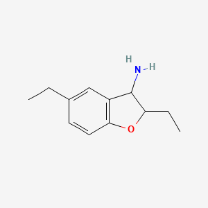 molecular formula C12H17NO B13303705 2,5-Diethyl-2,3-dihydro-1-benzofuran-3-amine 