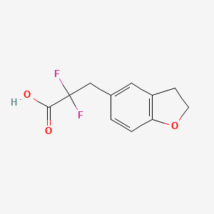 molecular formula C11H10F2O3 B13303727 3-(2,3-Dihydro-1-benzofuran-5-yl)-2,2-difluoropropanoic acid 