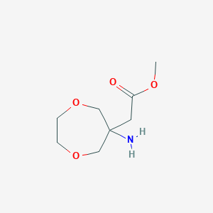 molecular formula C8H15NO4 B13303769 Methyl 2-(6-amino-1,4-dioxepan-6-yl)acetate 