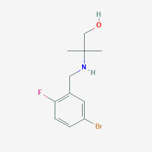 molecular formula C11H15BrFNO B13303799 2-{[(5-Bromo-2-fluorophenyl)methyl]amino}-2-methylpropan-1-ol 