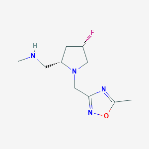 molecular formula C10H17FN4O B13303818 {[(2S,4S)-4-fluoro-1-[(5-methyl-1,2,4-oxadiazol-3-yl)methyl]pyrrolidin-2-yl]methyl}(methyl)amine 