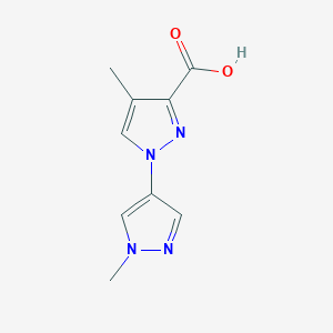 molecular formula C9H10N4O2 B13303833 4-Methyl-1-(1-methyl-1H-pyrazol-4-yl)-1H-pyrazole-3-carboxylic acid 