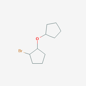 molecular formula C10H17BrO B13303836 1-Bromo-2-(cyclopentyloxy)cyclopentane 