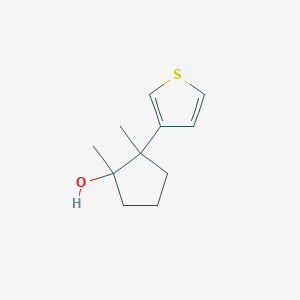 molecular formula C11H16OS B13303853 1,2-Dimethyl-2-(thiophen-3-yl)cyclopentan-1-ol 