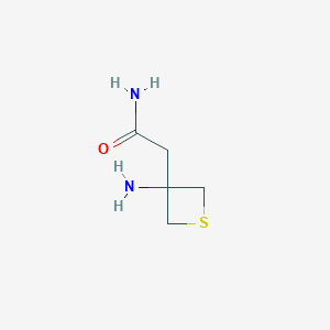 molecular formula C5H10N2OS B13303901 2-(3-Aminothietan-3-yl)acetamide 