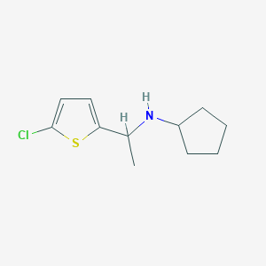 molecular formula C11H16ClNS B13303940 N-[1-(5-chlorothiophen-2-yl)ethyl]cyclopentanamine 