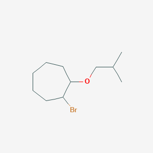 molecular formula C11H21BrO B13303983 1-Bromo-2-(2-methylpropoxy)cycloheptane 