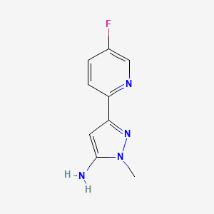 molecular formula C9H9FN4 B13304027 3-(5-Fluoropyridin-2-yl)-1-methyl-1H-pyrazol-5-amine 