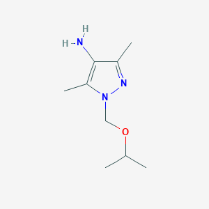 molecular formula C9H17N3O B13304175 1-Isopropoxymethyl-3,5-dimethyl-1H-pyrazol-4-ylamine 