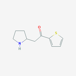 molecular formula C10H13NOS B13304207 2-(Pyrrolidin-2-yl)-1-(thiophen-2-yl)ethan-1-one 