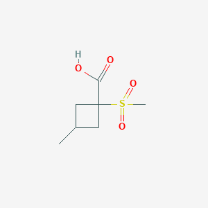 molecular formula C7H12O4S B13304214 1-Methanesulfonyl-3-methylcyclobutane-1-carboxylic acid 