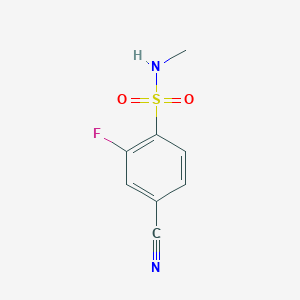 molecular formula C8H7FN2O2S B13304232 4-Cyano-2-fluoro-N-methylbenzene-1-sulfonamide 