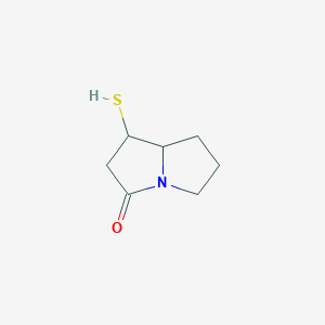 molecular formula C7H11NOS B13304286 1-Sulfanyl-hexahydro-1H-pyrrolizin-3-one 