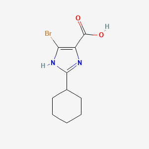 molecular formula C10H13BrN2O2 B13304293 4-Bromo-2-cyclohexyl-1H-imidazole-5-carboxylic acid 