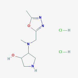 molecular formula C9H18Cl2N4O2 B13304331 4-{Methyl[(5-methyl-1,3,4-oxadiazol-2-yl)methyl]amino}pyrrolidin-3-ol dihydrochloride 