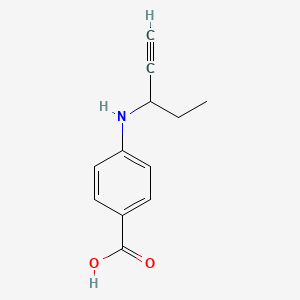 molecular formula C12H13NO2 B13304386 4-[(Pent-1-yn-3-yl)amino]benzoic acid 