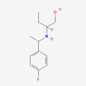 molecular formula C12H18FNO B13304498 2-{[1-(4-Fluorophenyl)ethyl]amino}butan-1-ol 