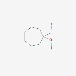 molecular formula C9H17IO B13304515 1-(Iodomethyl)-1-methoxycycloheptane 