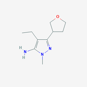 molecular formula C10H17N3O B13304521 4-Ethyl-1-methyl-3-(oxolan-3-yl)-1H-pyrazol-5-amine 