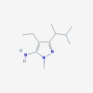 molecular formula C11H21N3 B13304536 4-ethyl-1-methyl-3-(3-methylbutan-2-yl)-1H-pyrazol-5-amine 