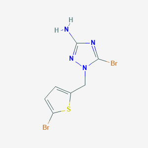 molecular formula C7H6Br2N4S B13304555 5-Bromo-1-[(5-bromothiophen-2-yl)methyl]-1H-1,2,4-triazol-3-amine 