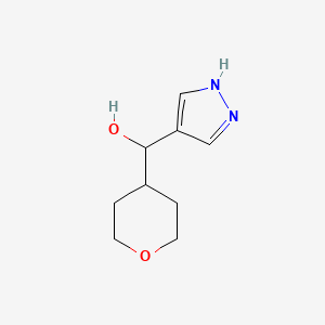 molecular formula C9H14N2O2 B13304614 (Oxan-4-yl)(1H-pyrazol-4-yl)methanol 