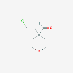 molecular formula C8H13ClO2 B13304639 4-(2-Chloroethyl)oxane-4-carbaldehyde 