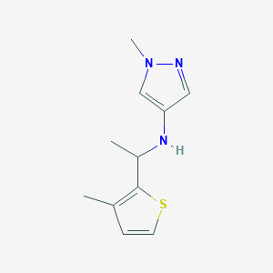 molecular formula C11H15N3S B13304661 1-Methyl-N-[1-(3-methylthiophen-2-yl)ethyl]-1H-pyrazol-4-amine 