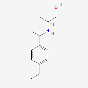 molecular formula C13H21NO B13304673 2-{[1-(4-Ethylphenyl)ethyl]amino}propan-1-ol 