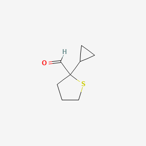 molecular formula C8H12OS B13304683 2-Cyclopropylthiolane-2-carbaldehyde 