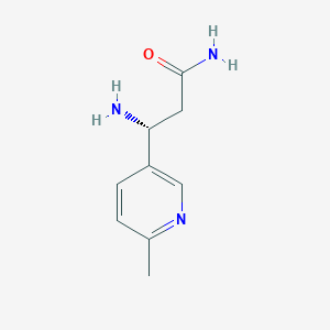 molecular formula C9H13N3O B13304697 (3R)-3-Amino-3-(6-methylpyridin-3-yl)propanamide 