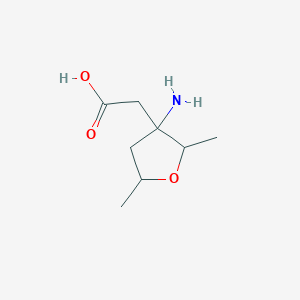 molecular formula C8H15NO3 B13304703 2-(3-Amino-2,5-dimethyloxolan-3-yl)acetic acid 