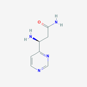 molecular formula C7H10N4O B13304704 (3S)-3-amino-3-(pyrimidin-4-yl)propanamide 