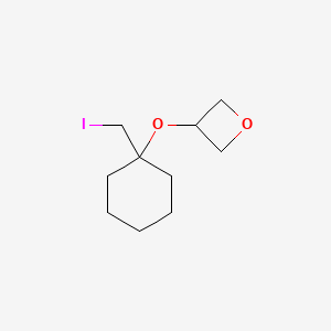 molecular formula C10H17IO2 B13304754 3-{[1-(Iodomethyl)cyclohexyl]oxy}oxetane 