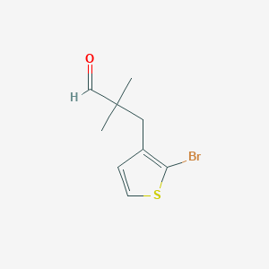 molecular formula C9H11BrOS B13304929 3-(2-Bromothiophen-3-yl)-2,2-dimethylpropanal 