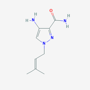 molecular formula C9H14N4O B13304964 4-Amino-1-(3-methylbut-2-en-1-yl)-1H-pyrazole-3-carboxamide 