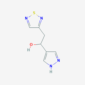 molecular formula C7H8N4OS B13305032 1-(1H-Pyrazol-4-yl)-2-(1,2,5-thiadiazol-3-yl)ethan-1-ol 