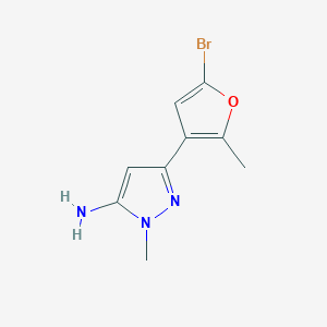 molecular formula C9H10BrN3O B13305079 3-(5-Bromo-2-methylfuran-3-yl)-1-methyl-1H-pyrazol-5-amine 