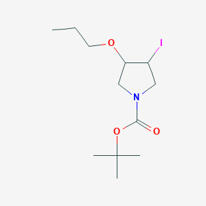 molecular formula C12H22INO3 B13305186 tert-Butyl 3-iodo-4-propoxypyrrolidine-1-carboxylate 