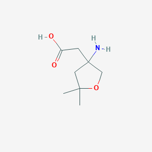 molecular formula C8H15NO3 B13305230 2-(3-Amino-5,5-dimethyloxolan-3-yl)acetic acid 