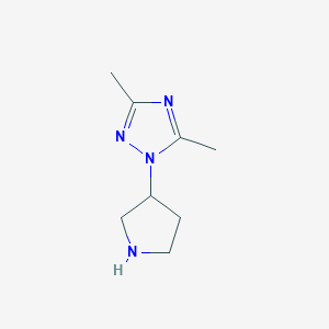 molecular formula C8H14N4 B13305279 3,5-Dimethyl-1-(pyrrolidin-3-YL)-1H-1,2,4-triazole 